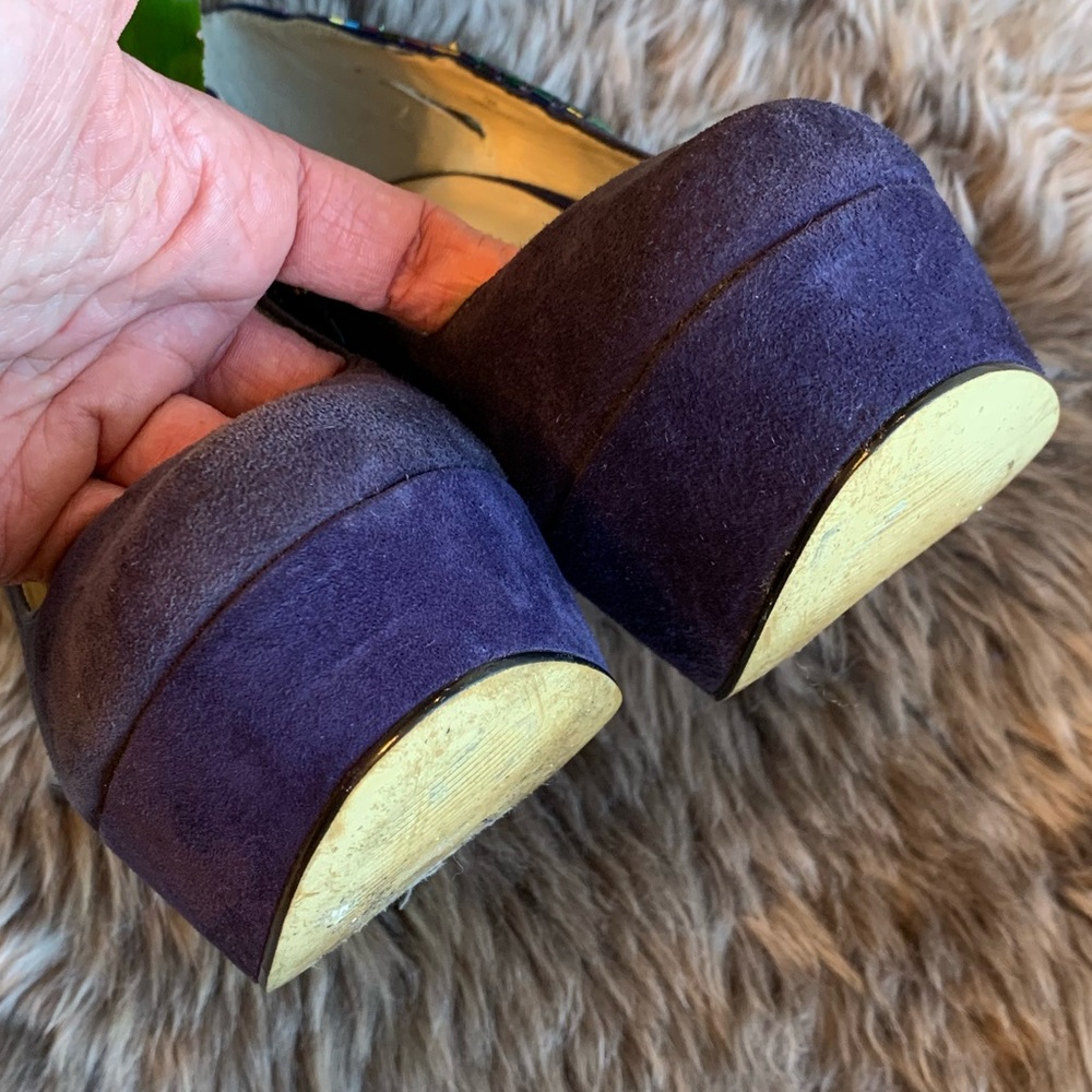 Enzo Angiolini Baladeva Beaded Purple Suede Pump 5 - Picture 4 of 8